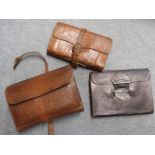 Three leather fly wallets and a collection of fly tying equipment and cards etc Condition Report: