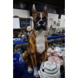 A large pottery Boxer dog, 88cm high Condition Report: Available upon request