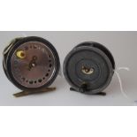 A J.S. Walker Brampton & Co 3 1/2in. fly reel with brass foot and a William Robertson 3 1/4in. fly
