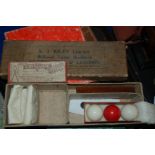 A tray lot including Crystalate snooker balls, billiard balls etc and scorer Condition Report: