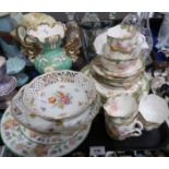 a Crown Staffordshire green floral part tea service, Minton Haddon Hall pattern dishes & plates,