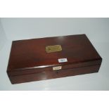 A Victorian box with brass presentation plaque, 44cm wide and two letter racks Condition Report: