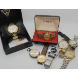 A Guess watch, a silver cased fob watch, vintage and modern watches Condition Report: Not