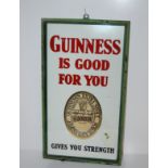 A Guinness is Good For You enamel advertising sign in green-painted metal frame, 50 x 25cm Condition
