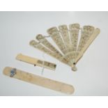 Early 20th century ivory page turner, hand fan etc Condition Report: Available upon request