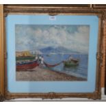 ITALIAN SCHOOL The Bay of Naples, signed Di Angelo, oil on canvas, 35 x 43cm and an original block