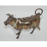 A continental silver cow creamer with import marks for Berthold Muller (one hind leg loose inside)