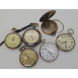 A collection of pocket watches to include a silver example by Cyma (af), a silver case, no