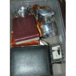 A box of EP, cased cutlery, picquot ware etc Condition Report: Available upon request