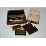 Four Whist markers, decorative box and cased drawing set Condition Report: Available upon request