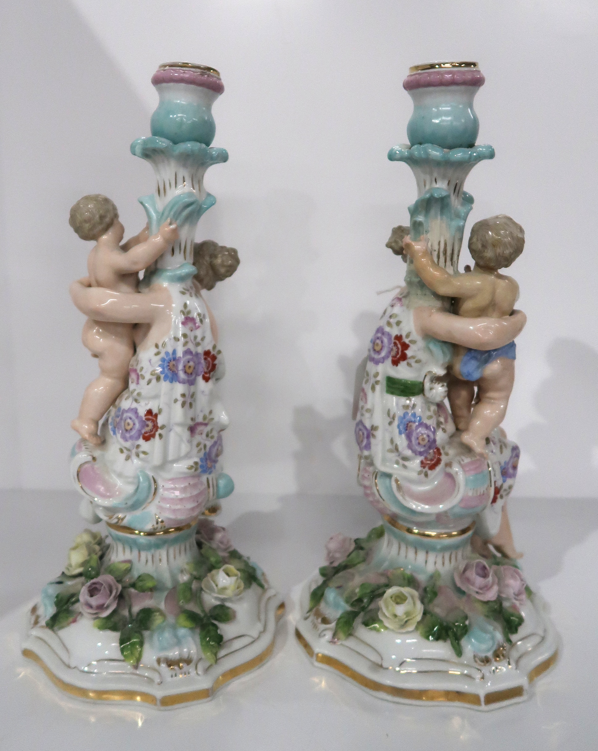 A pair of continental figural candelabras Condition Report: Available upon request - Image 6 of 7