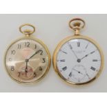 A gold plated Howard pocket watch together with a Brevetes Cyma pocket watch Condition Report: Not