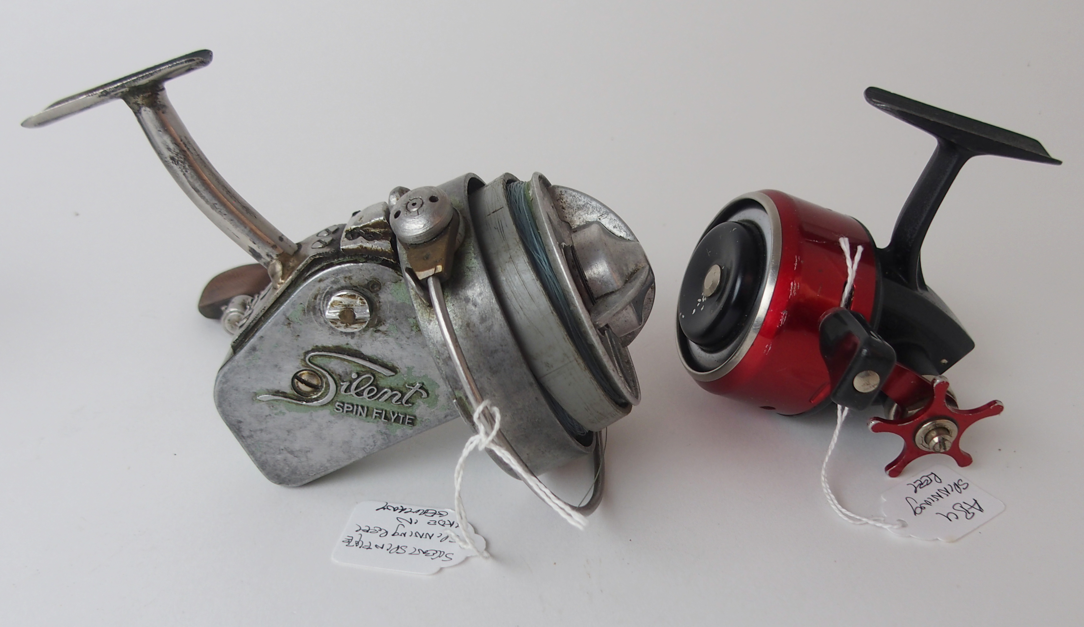 Seven various spinning reels comprising Silent Spin Flyte, Bretton 400, two stamped Cafaro Bros, - Image 3 of 4