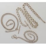 Three silver fob chains Condition Report: Not available for this lot