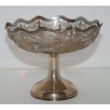 A silver comport, Sheffield 1896 with scalloped rim and pierced decoration, 15cm diameter x 12cm