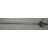 A rapier with pierced hand guard, blade 100cm, overall 115cm Condition Report: Available upon
