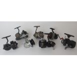 Seven various spinning reels comprising a Record Tokoz, Canute Ltd, Le Omnia Super, Alcedo No.2 with