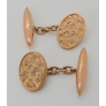 A pair of 9ct rose gold foliate engraved cufflinks, weight 6.7gms Condition Report: Available upon