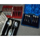 Five cased cutlery sets Condition Report: Available upon request