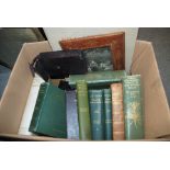 A box of various books including Trees and Shrubs, Hardy in the British Isles (two volumes) etc