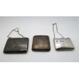 A lot comprising a white-metal aide memoire, 10 x 7.5cm and an EP purse and a silver cigarette