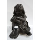 A Walter Awlson ceramic sculpture model of a seated girl, incised to base W. Awlson1996 13/75 31cm