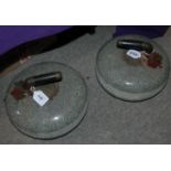 A pair of granite curling stones Condition Report: Available upon request