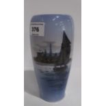 A Royal Copenhagen vase depicting a sailing boat in front of a church Condition Report: Available