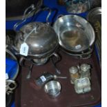 A tray lot of EP, kettle on stand, condiments etc Condition Report: Available upon request