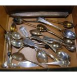 A lot comprising assorted silver spoons and a silver sheath, 200gms approx Condition Report: