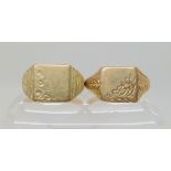 Two 9ct gold signet rings sizes W, and V1/2, weight together 11.6gms Condition Report: Available