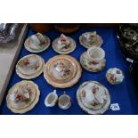Seven Nautilus Poppy painted trios, one with a cake plate and other poppy painted pieces Condition