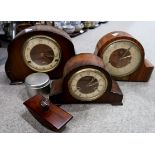 A lot comprising three wooden mantle clocks, one presented to Provost E. Lawson in 1964 Condition