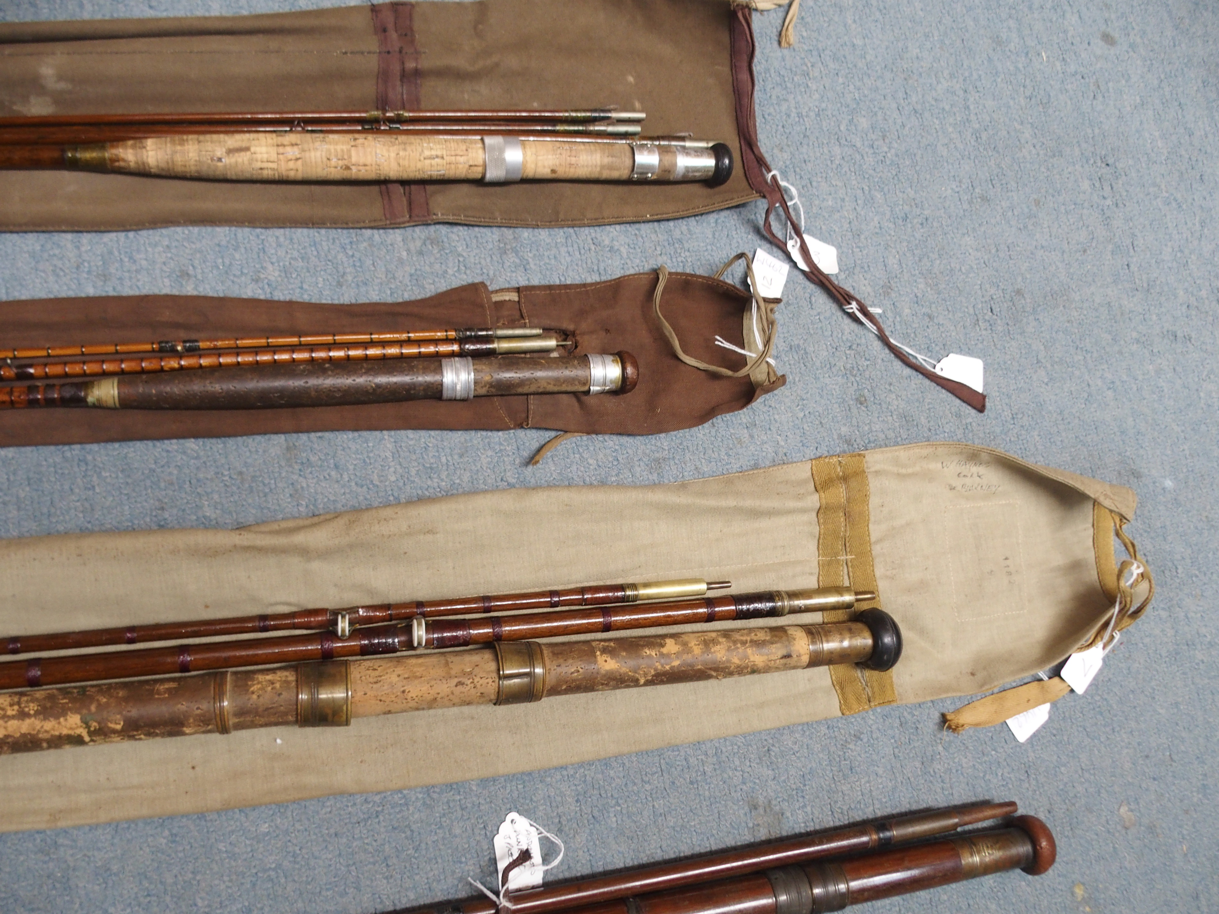 Six various rods including Haynes & Sons three-piece The Blarney, J Wilson oak four-piece, Anderson, - Image 3 of 7