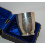 A cased silver tankard, Sheffield 1912, inscribed "A Gift To Andrew Symington From A Few Women of