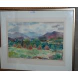 DONALD MOODIE Hay stooks, signed, watercolour, dated, 1961, 37 x 55cm Condition Report: Available