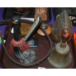 A tray lot including hand bell, cow bell, table lighter etc Condition Report: Available upon