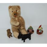 A vintage Teddy bear, 30cm high, small dog, small bear etc Condition Report: Available upon request