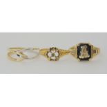 A 9ct bi colour gold ring size P and two other gold rings weight together 7.1gms Condition Report: