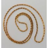 A bright yellow metal wheat grain Indian chain, continuous no clasp, stamped 22c length 62cm, weight