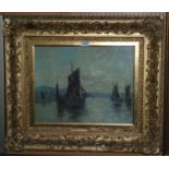 J.T.WEBB Fishing boats on a calm sea, signed, oil on canvas, 38 48cm and another (2) Condition