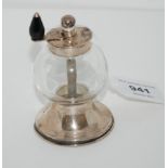 A silver-mounted glass pepper mill, London 1976, 9cm high Condition Report: Available upon request
