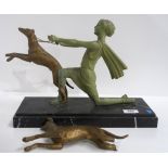 An Art Deco sculpture of a lady and two dogs (AF) Condition Report: Available upon request