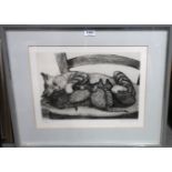 MAXIME IUAN Cats, signed, etching, 32 x 42cm, and four others (5) Condition Report: Available upon