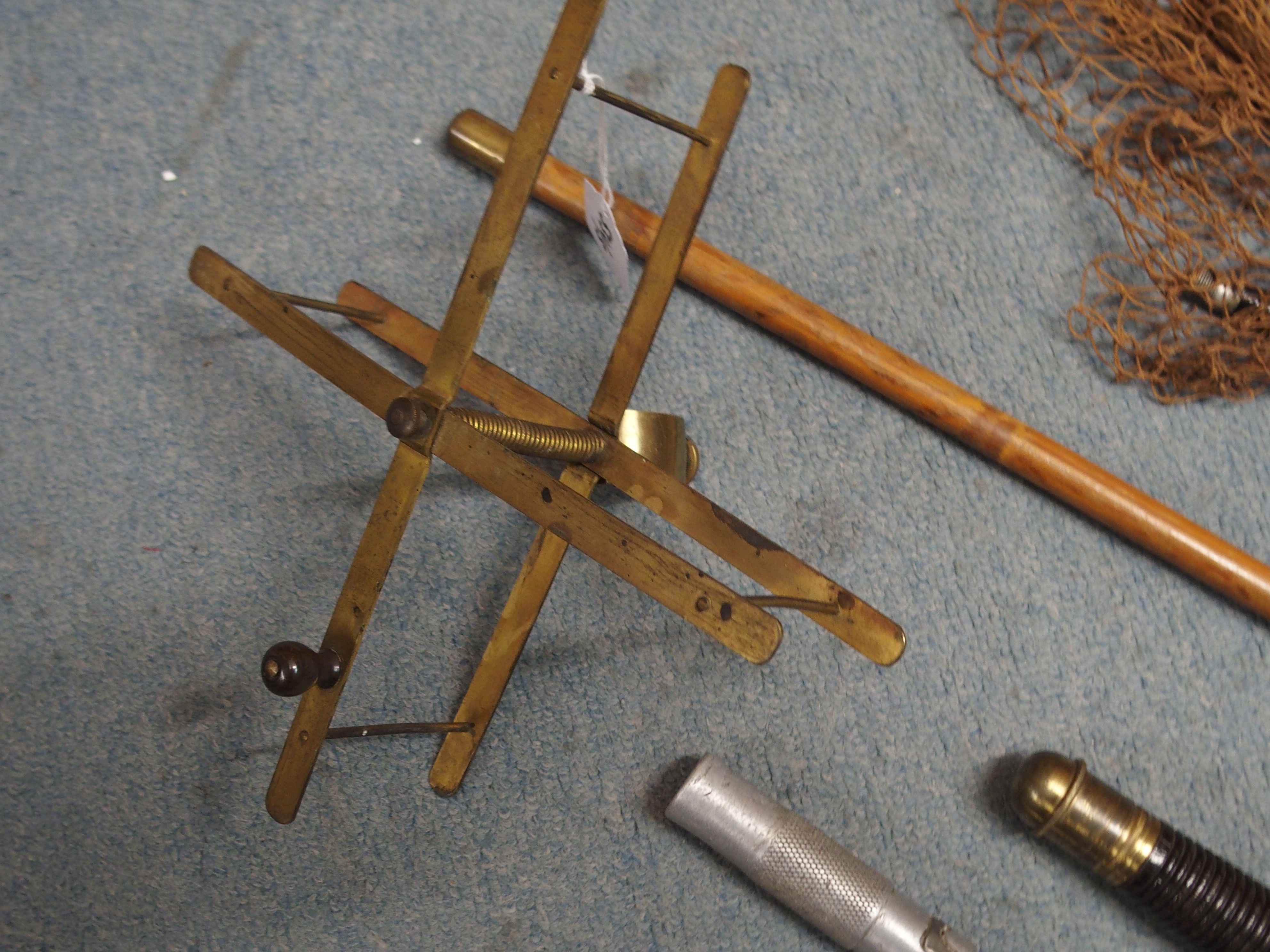 Allcocks "The Otter" cane and brass landing net, J.T. Cunningham brass extending gaff, another alloy - Image 3 of 5