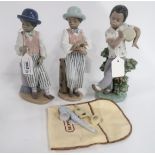Three Lladro Jazz band figures Condition Report: Instruments have come unstuck, but no damage.