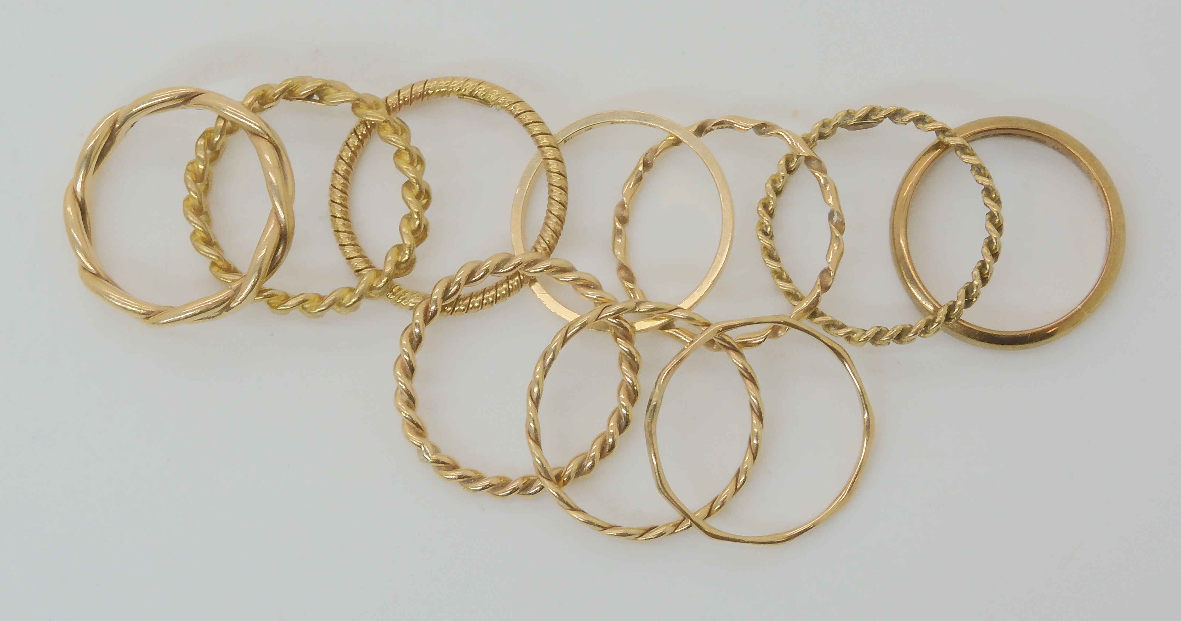 A collection of seven 9ct gold rings, and three in yellow metal, weight combined 11.9gms Condition - Image 2 of 3