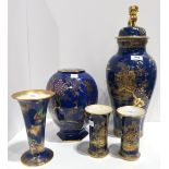 A large Wilton Ware jar and cover with Chinoiserie decoration, a vase with peacock decoration, a