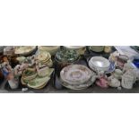 A selection of Staffordshire figures, Carltonware plates & trinket dishes, Spode Landscape pattern