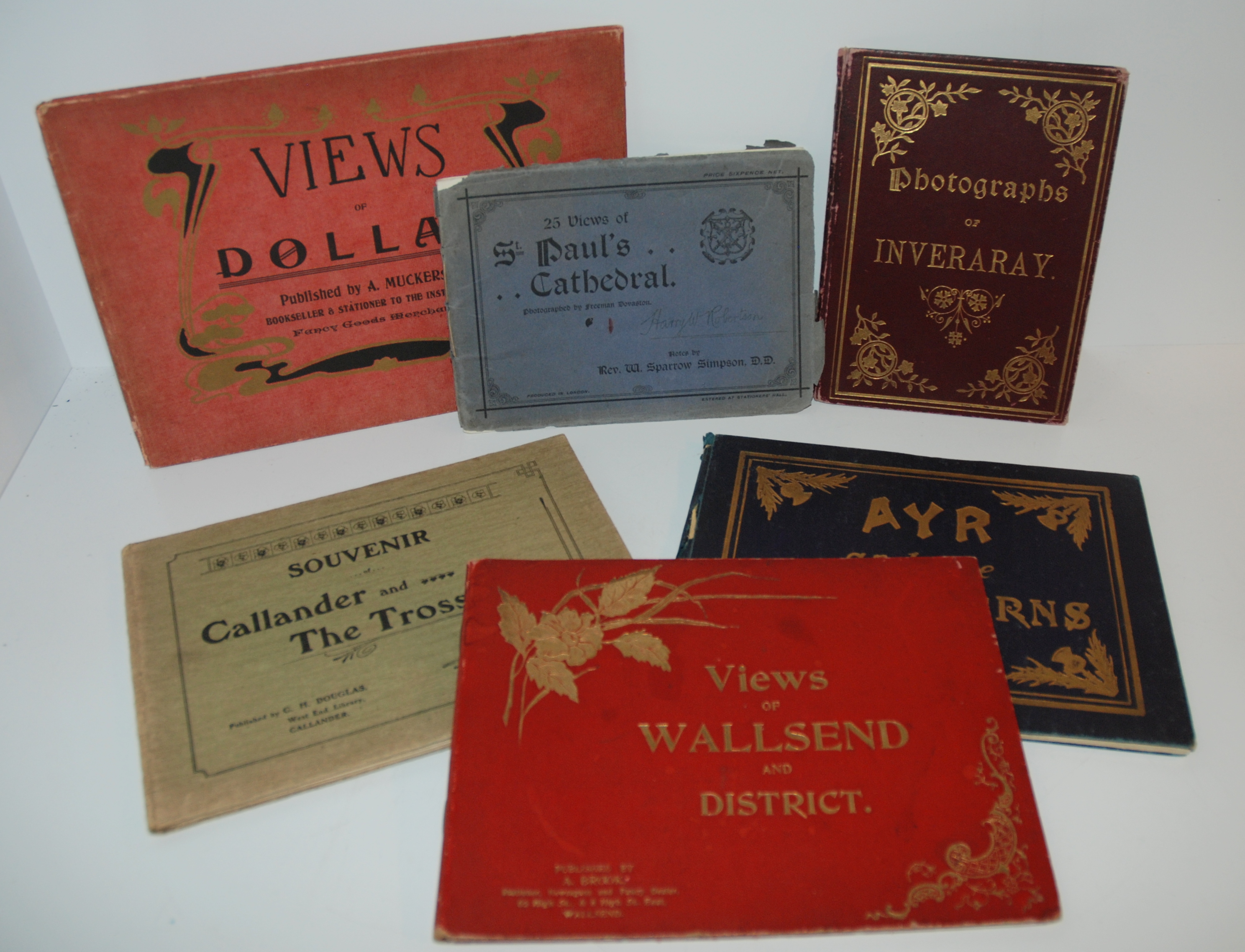 Six various booklets including Photographs of Inveraray, Views of Dollar, Ayr and The Land of